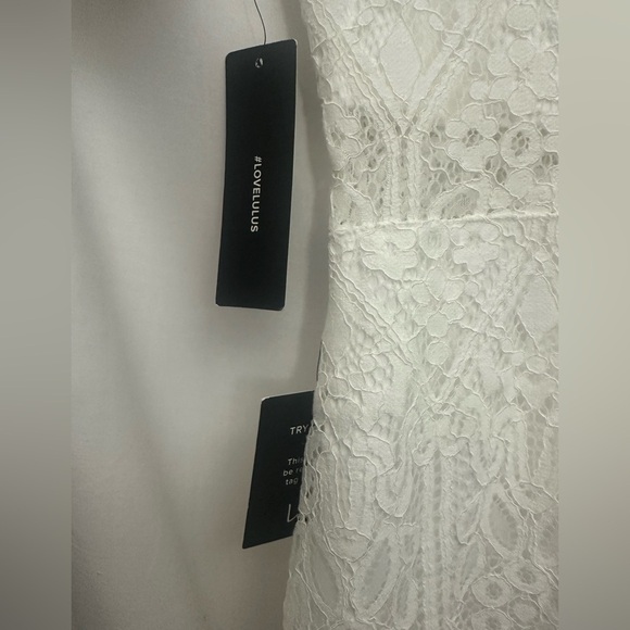 Lulus Remarkable White Sheer Lace Short Sleeve Mini Dress Size Small Bridal NWT - Picture 4 of 6